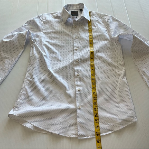 Ben Sherman Tailoring Stretch Button Up Long Sleeve Shirt White Blue Size Med - Picture 10 of 10